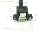 USB 2.0/3.0 Uzatma Kablosu - 0.3m - Siyah - Çift USB 3.0 Yan Yana - 6