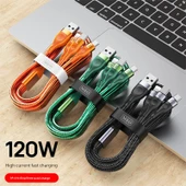 3'ü 1 Arada USB Şarj Kablosu - 2 Paket Yeşil 1.8m 6A Süper Hızlı Şarj - 5
