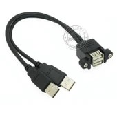 USB 2.0/3.0 Uzatma Kablosu - 0.3m - Siyah - Çift USB 3.0 Yan Yana - 11