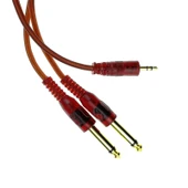3.5mm'den Çift 6.5mm TS Ses Kablosu - Kahverengi Kırmızı 5m - 7