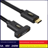 USB4 Type-C Dişi Uzatma Kablosu - 1m - Pozitif Kavisli - 3