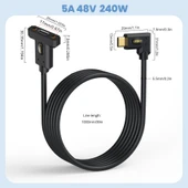USB4 Type-C Dişi Uzatma Kablosu - 1m - Pozitif Kavisli - 5