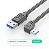 Çift Başlı USB 3.0 Veri Kablosu - Sol Kıvrım - 2m - 1