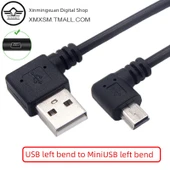 USB'den Mini USB'ye Veri Şarj Kablosu - 0.25M Sol Dönüş USB'den Sol Dönüş Mini USB'ye - 1