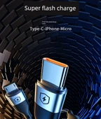 3in1 Hızlı Şarj Kablosu - 1.5m - Gece Siyahı - İki Paket - Apple Android Type-C - 8