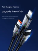 3in1 Hızlı Şarj Kablosu - 1.5m - Gece Siyahı - İki Paket - Apple Android Type-C - 4