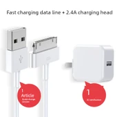 iPhone 4S Veri Kablosu Şarj Aleti - 1m - Veri Hattı 1 + 2.4A Şarj Başlığı - Şarj Seti - 1