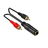 6.5mm Dişi - Çift RCA Erkek Ses Kablosu - Mono 6.5mm - Kırmızı ve Siyah - 0.25m - 2