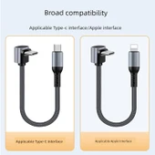 Tip C'den Lightning'e PD Hızlı Şarj Kablosu - 0.25m USB Yatay Kıvrım Tip C 100W - 4
