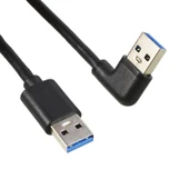 USB 3.0 Erkek Açı Uzatma Kablosu - 1 m Sol Eğri - Düz Baş - 5