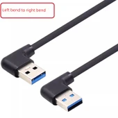 USB 3.0 Erkek Açı Uzatma Kablosu - 1 m Sol Eğri - Sağ Eğri - 1