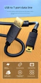 Mini USB Veri Kablosu - 5 m Şeffaf Gri Çift Manyetik Halka Anti-girişim - 7