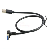 USB 3.0 Erkek Açı Uzatma Kablosu - 15cm Üst Eğri - Düz Baş - 10