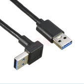 USB 3.0 Erkek Açı Uzatma Kablosu - 1 m Üst Eğri - Düz Baş - 9