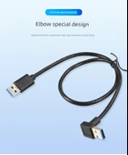USB 3.0 Erkek Açı Uzatma Kablosu - 1 m Üst Eğri - Düz Baş - 8
