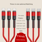 3-in-1 Çok Başlı USB Şarj Kablosu - 1.88m Kırmızı 3C - 5