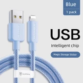 Hızlı Şarj Veri Kablosu - 1.2m - USB-Far Peak Mavi - 1