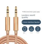 3.5mm Aux Ses Kablosu - Siyah - 2.0m - HiFi Ses Kalitesi - 2