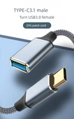 Veri Kablosu - Type-C'den USB 3.0'a - 1.5M - Gri - Örgü Takviye - 6