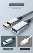 Veri Kablosu - Type-C'den USB 3.0'a - 1.5M - Gri - Örgü Takviye - 10