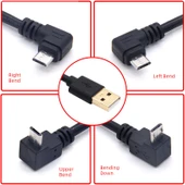 Micro Mini USB Şarj Veri Kablosu - 0.5m Altın Kaplama Mikro Sağ Eğik - 5