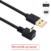 Micro Mini USB Şarj Veri Kablosu - 0.5m Altın Kaplama Mikro Sağ Eğik - 4