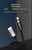 USB Type-C Dijital Ekran Şarj Kablosu - Siyah - 2 m - 66W Hızlı Şarj - 7