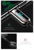 USB Type-C Dijital Ekran Şarj Kablosu - Siyah - 2 m - 66W Hızlı Şarj - 11