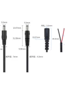 5.5x2.5mm Erkek DC Güç Kablosu - 0.5m - 10A Akım - 5