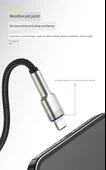 Siyah Metal Kafule USB Güç Kablosu - 0.25m - Hızlı Şarj - 12