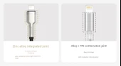 Siyah Metal Kafule USB Güç Kablosu - 0.25m - Hızlı Şarj - 8