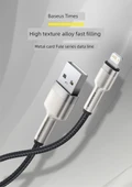 Siyah Metal Kafule USB Güç Kablosu - 0.25m - Hızlı Şarj - 5