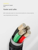 Siyah Metal Kafule USB Güç Kablosu - 0.25m - Hızlı Şarj - 3