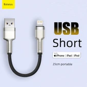 Siyah Metal Kafule USB Güç Kablosu - 0.25m - Hızlı Şarj - 1