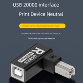 USB 2.0 Yazıcı Adaptör Kablosu - Siyah Üst Kıvrım - USB-B Dişi'den USB-B Erkek'e - 4