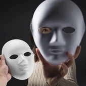Beyaz Renk Boyanabilir Anonim Tam Yüz Cosplay Maske 24x18 cm - 2