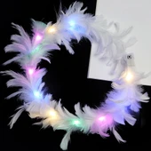Led Işıklı Rengarenk Yanan 3 Fonksiyonlu Otrişli Parti Tacı Beyaz Renk 12x12 cm - 2
