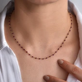 14 Ayar Altın Kaplama Garnet Değerli Taş Gümüş Boncuk Gerdanlık - CNS00640 - 2