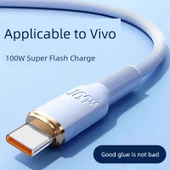 100W USB Type-C Şarj Kablosu - 2m - 1 Paket - Kalın Kablo - Uzak Zirve Mavisi - 2