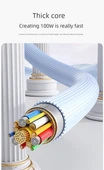100W USB Type-C Şarj Kablosu - 2m - 1 Paket - Kalın Kablo - Uzak Zirve Mavisi - 11