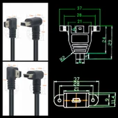 Mini USB Uzatma Kablosu - 0.5m - Aşağı Kıvrım - 10