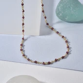 14 Ayar Altın Kaplama Garnet Değerli Taş Gümüş Boncuk Gerdanlık - CNS00640 - 3