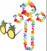 Renkli Ananas Gözlük, Taç, Kolye ve Bileklik Seti - 2