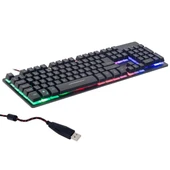 Hello HL-18744 Usb Kablolu Metal Kasa Mekanik Hisli RGB Işıklı Oyuncu Gaming Klavye - 1