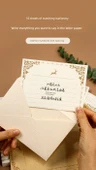 Retro Tarzı Zarf ve Mektup Kağıdı Seti - Sarı Zarf, Boya (6 Zarf, 6 Boya) - 12