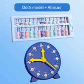 Saat Modeli 2 Parça Öğrenme Araçları Seti Mavi (Saat + Abaküs) - 1