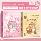 Yumuşak Tutma Su Etiketi Düzeltme Bandı - Gökkuşağı Pony + Sevimli Yunus 6 Paket/36 m thumbnail 1