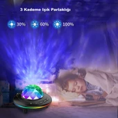 Projeksiyon Gece Lambası Parti Işığı Kumandalı Bluetooth Hoparlör Ses Bombası Yıldızlı Gökyüzü - 5