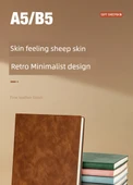 Minimalist Koyun Derisi A5 Retro Yatay Çizgili Şık Defter - Kalınlaştırılmış A5 Basit 2 | Gri (240 sayfa/kitap) - 7