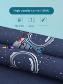 Çocuklar için Tuval Sanat Portföyü Çanta - Astronot Koyu Mavi - 6